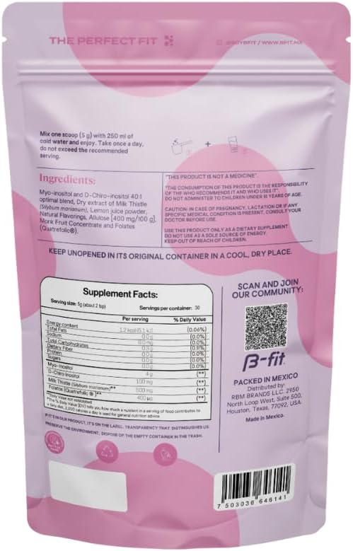 B-FIT B Inositol Balance - Inositol 40:1 Myo & D-Chiro - Supports Hormone Balance and Ovarian Health - Powdered Food Supplement - Berry Flavor - Folic Acid - 150g