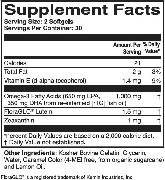 ScienceBased Health OmegaAdvance Omega-3 Fish Oil – Triglyceride Form with 1000 mg EPA & DHA – Plus Lutein & Zeaxanthin – Supports Heart, Brain & Eye Health – Lemon Coated – 60 Softgels