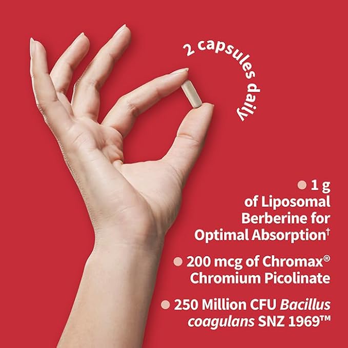 Garden of Life Liposomal Berberine and Chromium Picolinate for Already Healthy Blood Sugar, Glucose Metabolism and Cholesterol with Probiotics for Easy Digestion, Non GMO, Gluten Free, 30 Servings