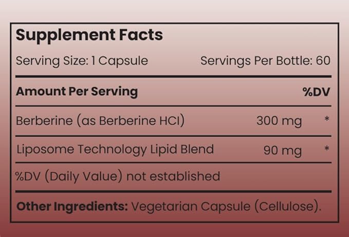 Rho Nutrition Liposomal Berberine Capsules - Ultra High Absorption Supplement – Supports Immune Function, Gut Health and Metabolic and Cardiovascular Health (60 Capsules)