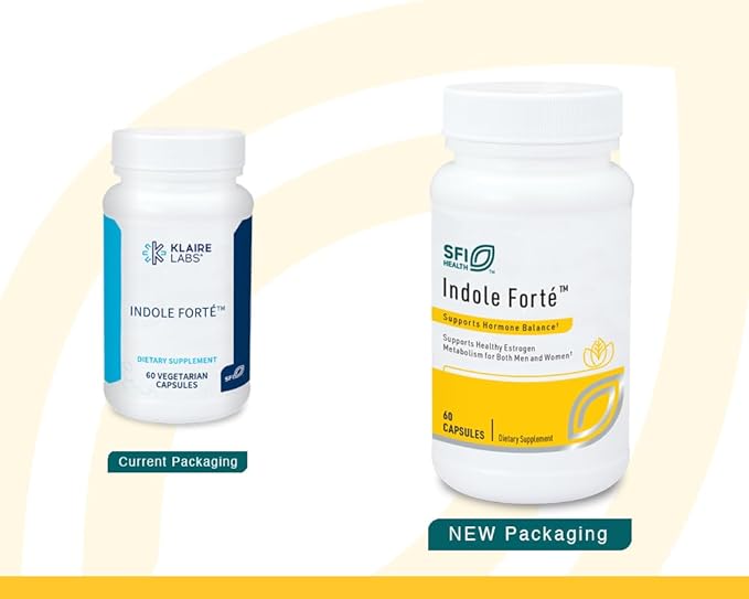 Klaire Labs SFI Health Indole Forté - Estrogen Supplement for Women & Men with Diindolylmethane & Indole-3-Carbinol - Indole & DIM Supplement to Promote Healthy Estrogen Metabolism (60 Capsules)