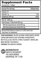 Earth's Splendor Fish Oil Supplement, 120 Softgels, 500mg EPA / 250mg DHA 1000mg, Enteric-Coated, 4 Month Supply