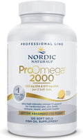 Nordic Naturals ProOmega 2000, Lemon Flavor - 120 Soft Gels - 2150 mg Omega-3 - Ultra High-Potency Fish Oil - EPA & DHA - Promotes Brain, Eye, Heart, & Immune Health - Non-GMO - 60 Servings
