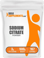BulkSupplements.com Sodium Citrate Powder - Sodium Citrate Food Grade, Emulsifier, Flavor Enhancer - Gluten Free, 3g per Serving, 500g (1.1 lbs) (Pack of 1)