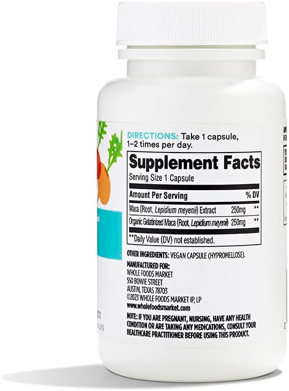 365 by Whole Foods Market, Maca Standardized + Full Spectrum Blend, Libido Support, Vegan Capsules, 60 Count