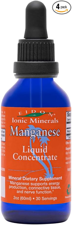 Eidon Ionic Minerals Liquid Manganese - Manganese Chloride Drops Supplement, Mineral Drops for Water, Supports Bone and Cartilage Health, Energy and Strength, Proper Digestive Tract Function, 2 oz