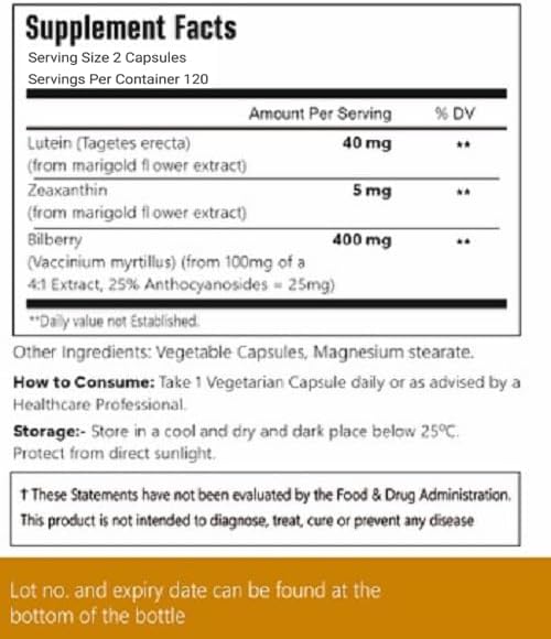 Lutein with Zeaxanthin, Vegan Capsules, 240 Count, 40 mg Lutein + 4 mg Zeaxanthin per Serving, Non-GMO, Gluten-Free