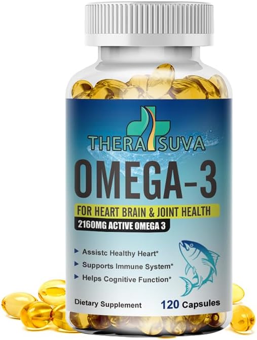 Triple Strength Premium Fish Oil, Omega-3 2160mg, EPA 1296mg + DHA 864mg, Natural Supplement for Healthy Heart & Brain Support, 2 Month Supply, 120 Softgels
