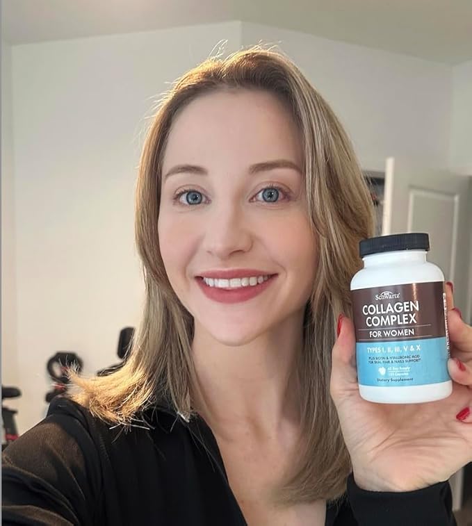 BioSchwartz Hydrolyzed Collagen Peptide Capsules - Multi Collagen Supplements for Women Types I, II, III, V, X with Vitamin C, Biotin, Keratin and Hyaluronic Acid for Skin, Hair & Nails - 135ct