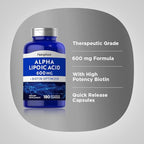 Piping Rock Alpha Lipoic Acid 600mg | 180 Capsules | Plus Biotin Optimizer | ALA Supplement | Non-GMO, Gluten Free