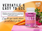 Beet & Carrot Juice Caps - USA Grown, Organic Raw Cold Pressed for Eye, Skin & Heart Health – Vegan, Non GMO 120Ct