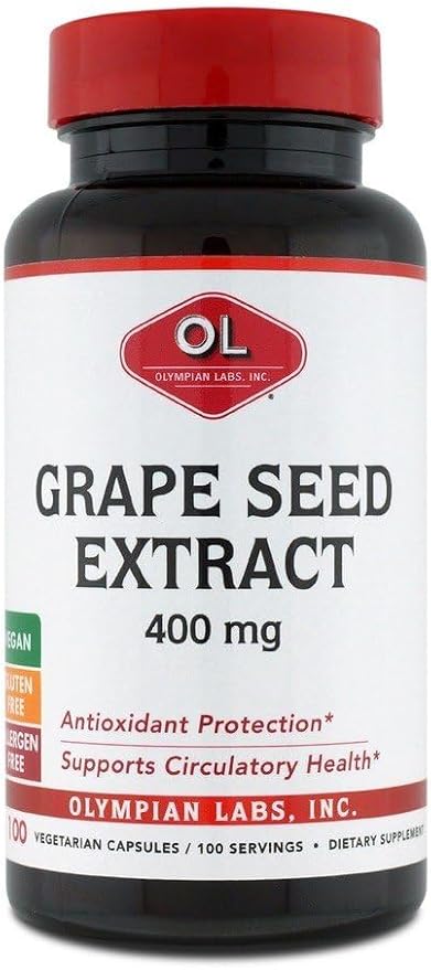 Olympian Labs Grape Seed Extract 400mg Vegan Capsules | Supports Heart & Immune Health, Antioxidant - 100 Count