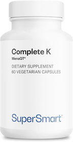 Supersmart - Complete K - with K1, K2 (MK4 + MK7) - Full Spectrum Vitamin K Supplement | Non-GMO & Gluten Free - 60 Vegetarian Capsules