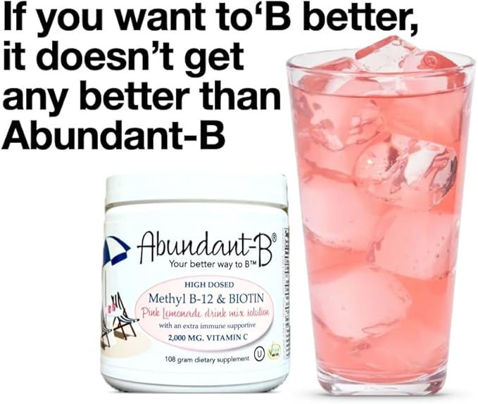 Sufficient-C Abundant-B High-Dose Methyl B-12 and Biotin Pink Lemonade Energy Drink Mix Solution - Flavor w/Function in Each Refreshing sip!