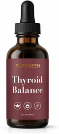 Pureveen Thyroid Balance, Thyroid Support Drops for Women, Liquid Supplement with Milk Thistle, Selenium, Zinc, Magnesium, Daily Wellness & Energy Support, 60ML