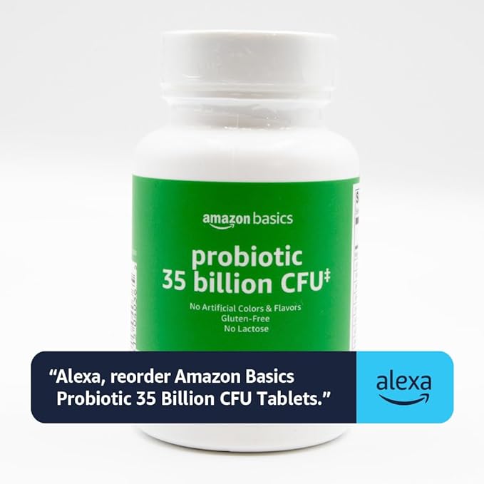 Amazon Basics Probiotic 35 Billion CFU, 8 Probiotic Strains with Prebiotic Blend, Supports Healthy Digestion, 30 Vegetarian Capsules, 1 Month Supply (Previously Solimo) (Pack of 2)