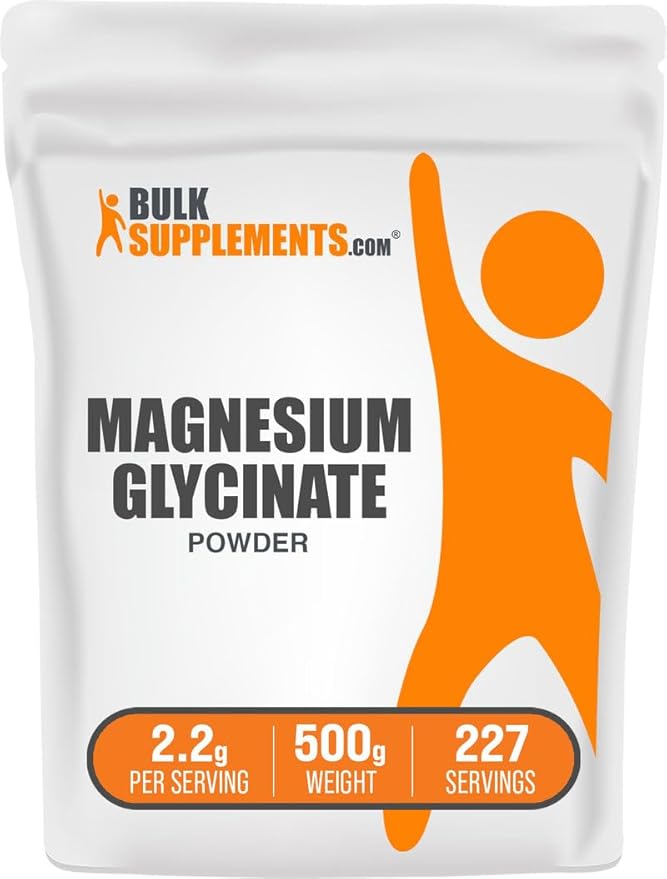 BulkSupplements.com Magnesium Glycinate Powder - Magnesium Glycinate 300mg, Highly Absorbable - Gluten Free, 2.2g per Serving, 500g (1.1 lbs) (Pack of 1)