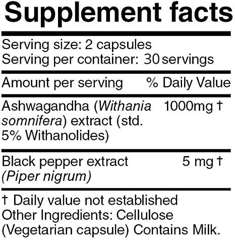 herbolab Ashwagandha KSM 66 15:1 with Black Pepper Extract (Higher Absorption) Max Potency Full Spectrum 5+% Withanolides
