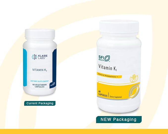 Klaire Labs SFI Health Vitamin K2-50 Micrograms as Menaquinone-7 MK-7, No Soy, Gluten or Dairy (60 Capsules)