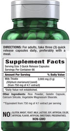 Piping Rock Milk Thistle Supplement | 200 Capsules | Concentrated Herbal Extract | Non-GMO, Gluten Free
