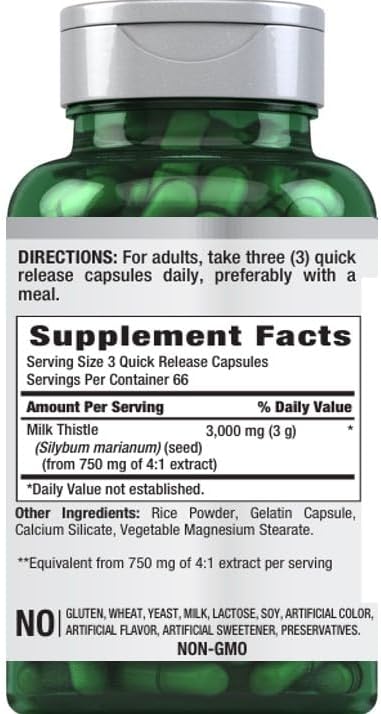 Piping Rock Milk Thistle Supplement | 200 Capsules | Concentrated Herbal Extract | Non-GMO, Gluten Free
