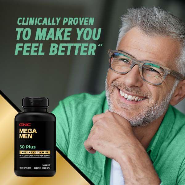 GNC Mega Men 50 Plus Multivitamin | Antioxidants | Heart Health | Prostate and Circulatory Support | 120 Count