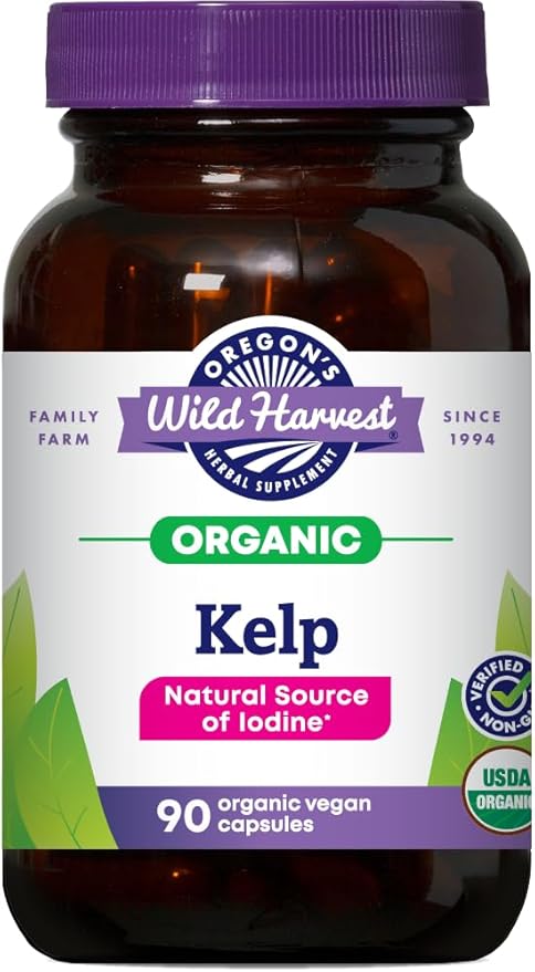 Oregon's Wild Harvest Kelp Organic Supplement | Natural Source of Iodine | Vegan Capsules, 90 Count