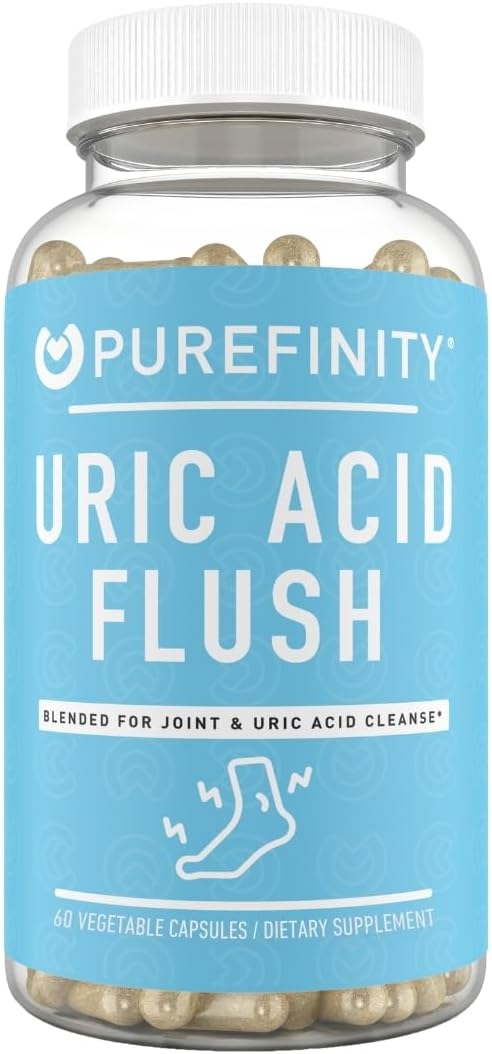 PUREFINITY Uric Acid Flush & Cleanse Capsules – Daily Joint Support for Adults with Tart Cherry Extract, Turmeric, Celery Seed, Chanca Piedra, and Bromelain (30 Count)