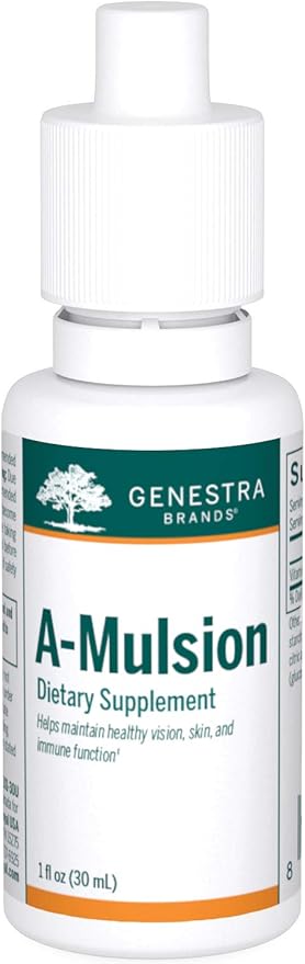 Genestra Brands A-Mulsion | Vitamin A Liquid to Support Immune System, Skin, Vision, Bones, and Teeth* | 1 Fl Oz | Citrus Flavor