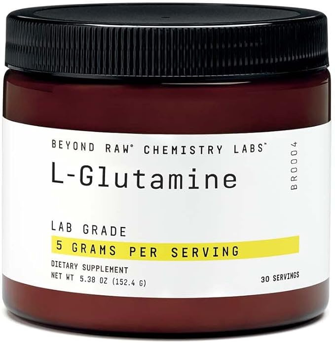 Beyond RAW Chemistry Labs L-Glutamine Powder, Supports Muscle Function, Lab Grade, 30 Servings