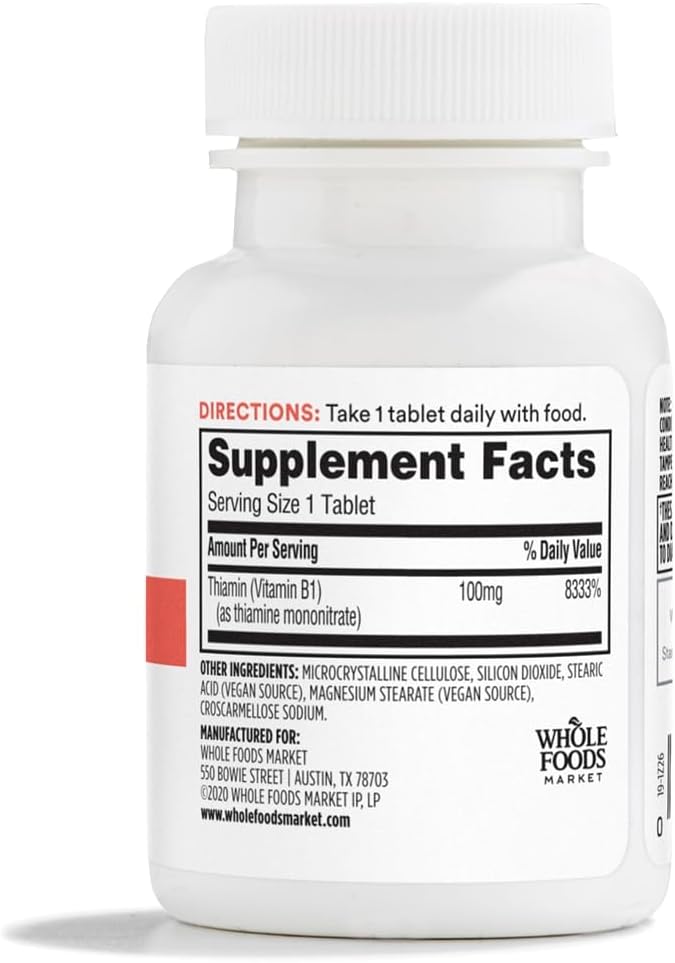 365 by Whole Foods Market, Vitamin B1 100mg, Vegan, 100 Tablets