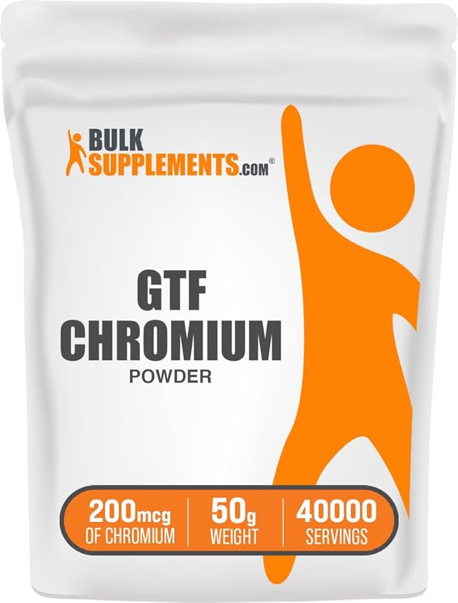 BulkSupplements.com Chromium GTF Powder - Chromium Polynicotinate - Gluten Free & Yeast Free, 1.25mg per Serving (200mcg), 50g (1.8 oz) (Pack of 1)