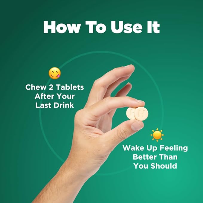 H-PROOF The Anytime You Drink Vitamin, Liver Health & Immunity Support with Electrolytes, Milk Thistle, and Vitamins B & C - 40 Chewable Tablets (20 Servings), Vegan, Green Apple