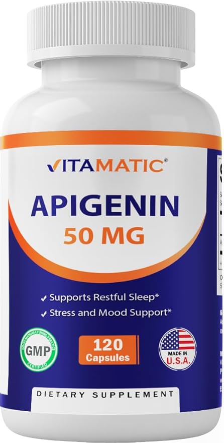 Vitamatic 2 Pack Apigenin 50mg - 120 Vegetarian Capsules - Bioflavonoid Support Prostate Health, Metabolism & Relaxation (Total 240 Capsules)