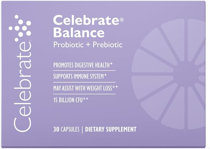 Celebrate Vitamins Balance Probiotic + Prebiotic - Post Bariatric Surgery Daily Supplement for Women & Men, 28.5 Billion CFU - Supports Digestive & Immune Health, Gluten Free (30 Capsules)