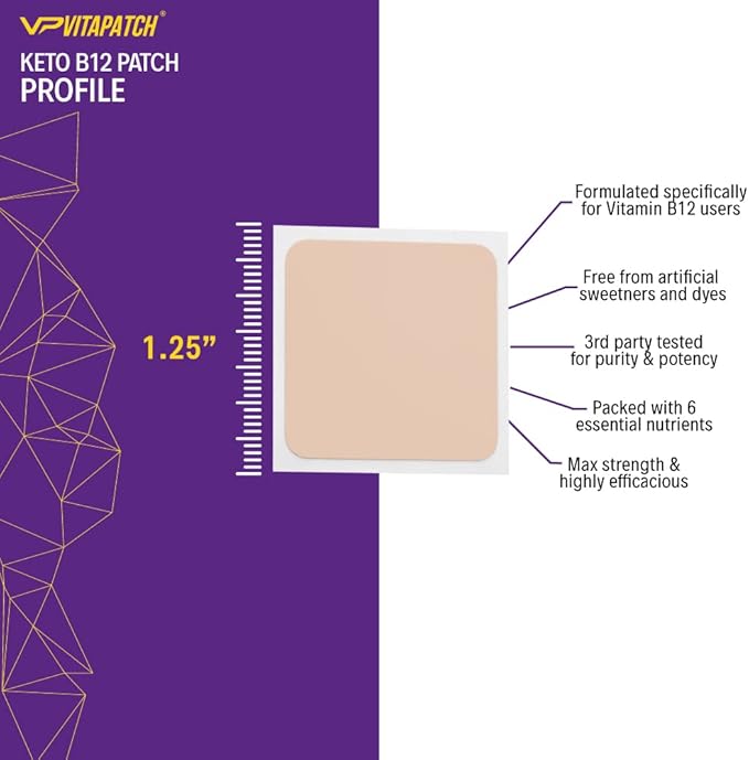 Keto Patch with B12 Methylcobalamin and Vitamin Guarana B12 Patch for Energy - 30 Day Supply Keto & Vitamin B12 Patches - Made in The USA