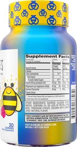 Zarbee's Naturals Children’s Calm Gummies, Magnesium for Kids Ages 5+, Melatonin-Free, Support for a Calm Mind & Body, Chamomile & Vitamin B6, Natural Raspberry Flavor, 30 ct, (Pack of 2)