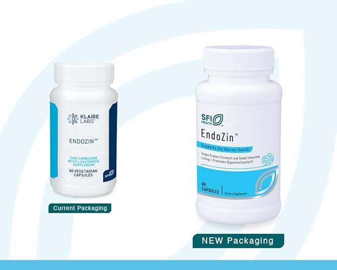 SFI Health Klaire Labs Endozin - Zinc Carnosine Complex with L-Glutamine to Support Intestinal Barrier Function, Hypoallergenic (60 Capsules)