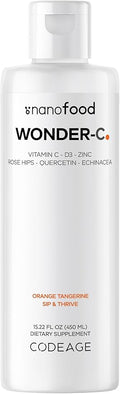 Codeage Liquid Vitamin C 1000mg, Vitamins D3, E & Zinc, Rose HIPS, Quercetin, Echinacea, Vegan Liposomal Vitamin C Supplement, Non-GMO - 15.22 fl oz