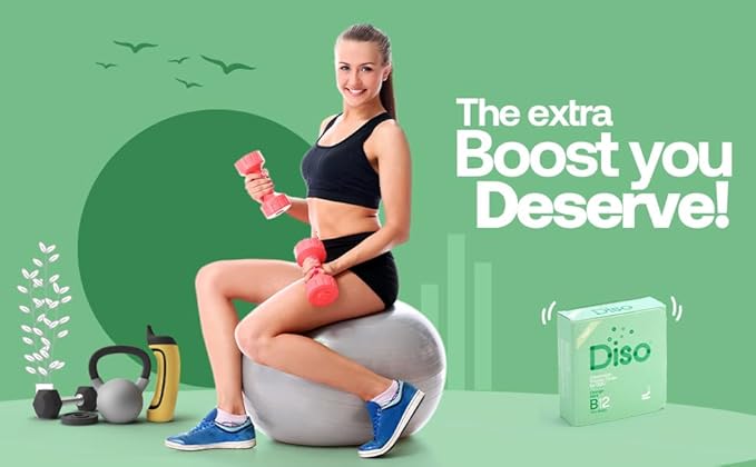 DISO - Vitamin B12 - Fast-Dissolving Oral Strips, for Tiredness and Fatigue, Orange Mint Flavor, Vegan, Sugar Free, Maximum Absorption, Gluten Free, Individually Wrapped, 30 Dissolvable Strips