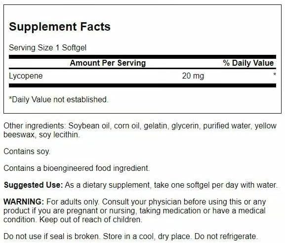 Swanson Lycopene Prostate and Heart Health Antioxidant Supplement for Men Over 40 Supporting Blood Pressure in Normal Range (60 Softgels, 4 Pack)