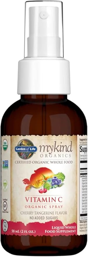 Garden of Life Organics Vitamin C Spray Featuring Amla Berry – Liquid Vitamin C Supplement for Immune & Skin Health Support, USDA Organic, Non-GMO, Vegan, Cherry Tangerine Flavor, 2 Fl Oz Bottle
