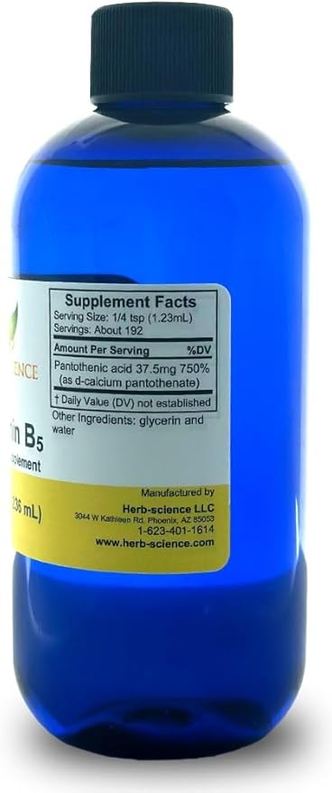 Liquid Vitamin B5 – 192 Servings – High Absorption Pantothenic Acid for Energy, Mood & Nerve Support – Vegan Non-GMO Alcohol Free – Better Than Capsules or Pills – 8 Fl Oz