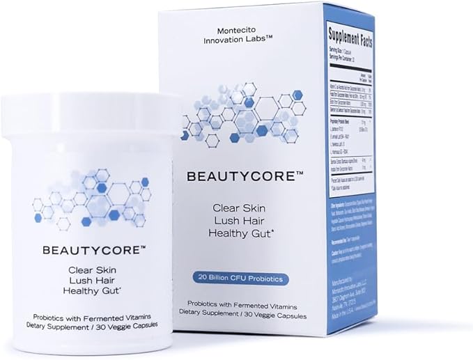 Supplement – Supports Collagen Production, Hair, Skin, Nails - 20B CFU Probiotics - Acid Resistant Veggie Capsule - Gut Health, Microbiome, Fermented Vitamins, Alleviates Bloating