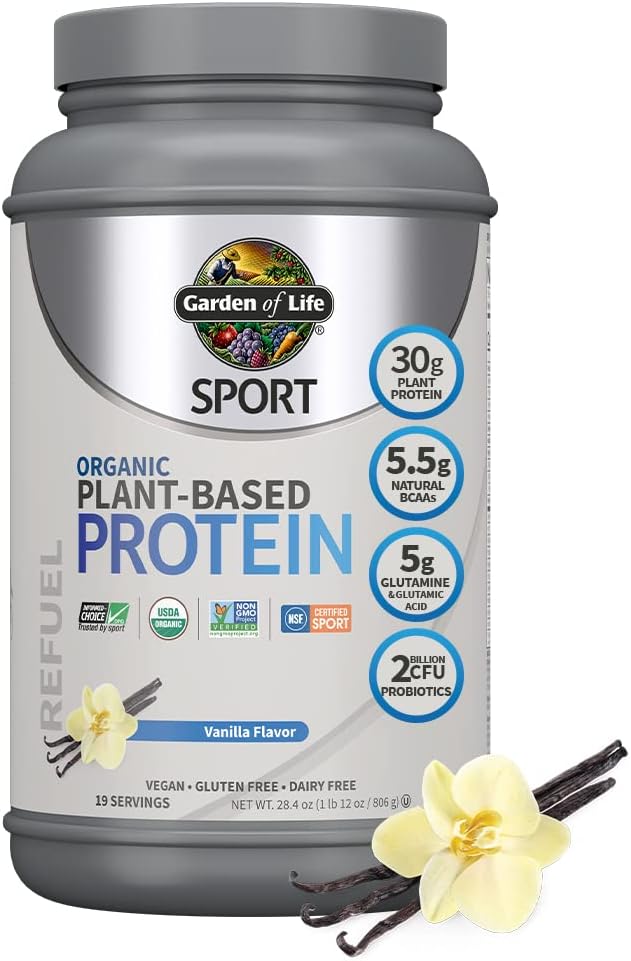 Garden of Life Organic Vegan Sport Protein Powder, Vanilla - Probiotics, BCAAs, 30g Plant Protein & Zinc Supplements 30mg High Potency Raw Zinc and Vitamin C Multimineral Supplement