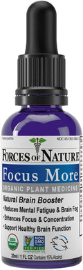 Forces of Nature Focus Supplement, Focus More Homeopathic Medicine, Nootropics Brain Support Supplement, Helps Memory & Concentration, 1 fl oz
