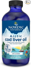 Nordic Naturals Arctic Cod Liver Oil, Unflavored - 8 oz - 1060 mg Total Omega-3s with EPA & DHA - Heart & Brain Health, Healthy Immunity, Overall Wellness - Non-GMO - 48 Servings (Pack of 2)