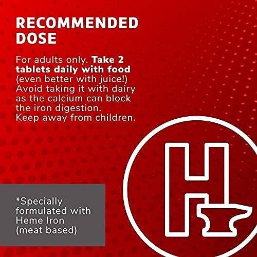 Globulo Rojo Iron Supplement - Dietary Supplement Pills with High Potency Iron & B Vitamins, 60 Tablets