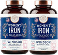 Iron and Folic Acid Supplements for Women - 35mg Gentle Iron Vitamin, Folic Acid 400mcg - Anemia, Period, Pregnancy Support Supplement, Ferrous Sulfate Pills - 120 Vegan Non-Constipating Tablets