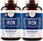 Iron and Folic Acid Supplements for Women - 35mg Gentle Iron Vitamin, Folic Acid 400mcg - Anemia, Period, Pregnancy Support Supplement, Ferrous Sulfate Pills - 120 Vegan Non-Constipating Tablets